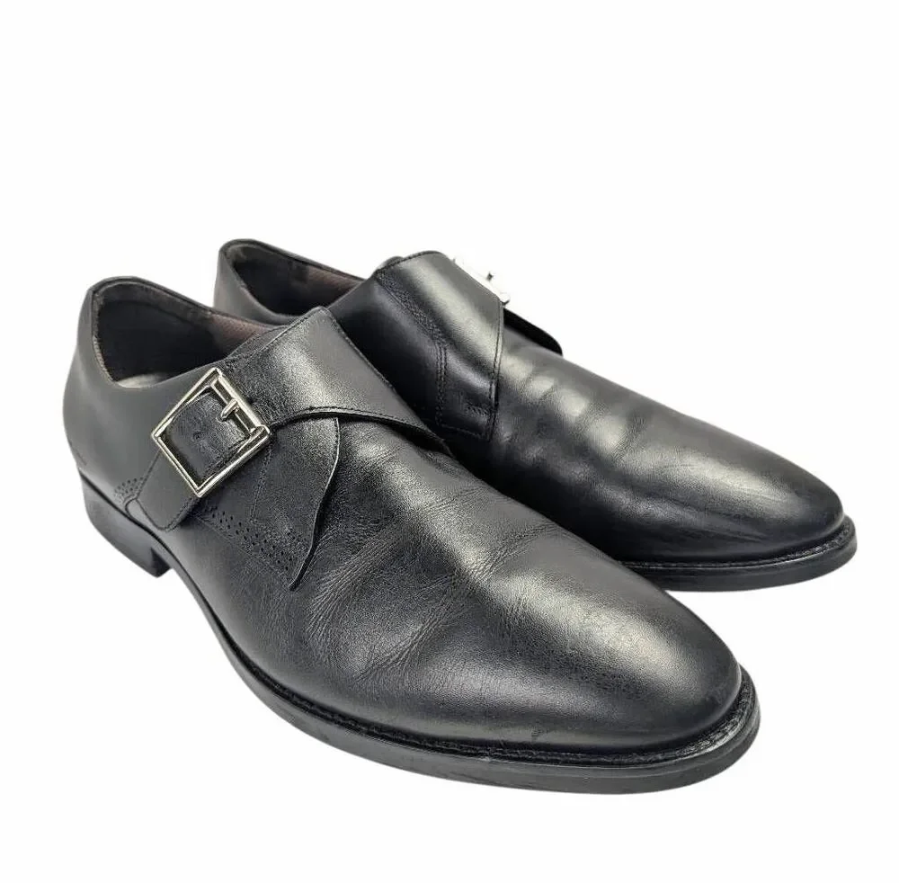 Johnston & Murphy Black leather monk strap XC flex memory foam dress shoe 11